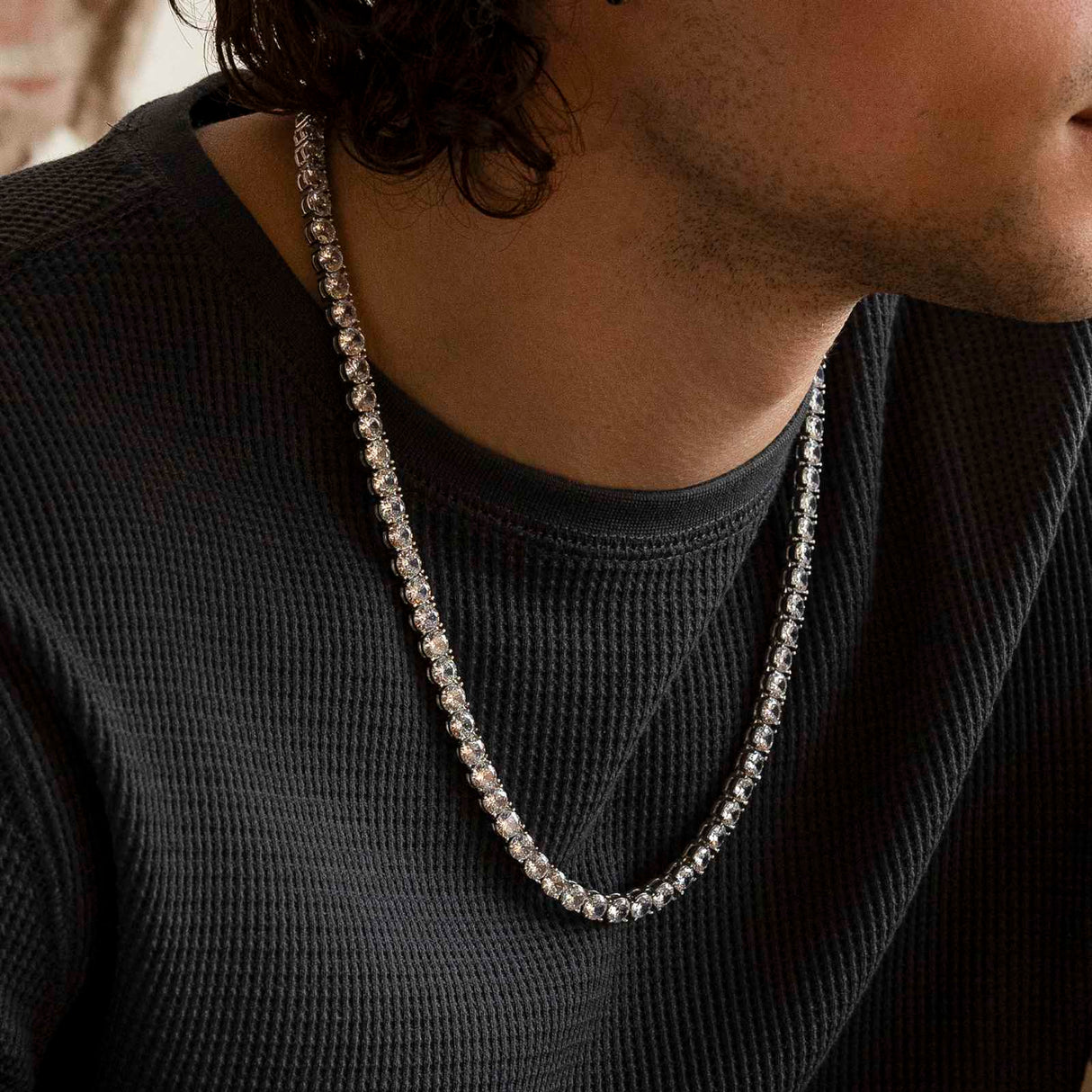 Diamond Tennis Chain in White Gold (6mm)