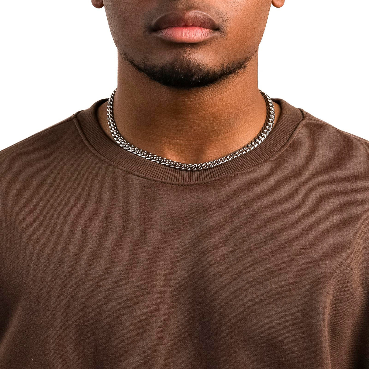 Men's Silver Chain - White Gold 8mm Miami Cuban Link - The Gold Gods - 18 inch 1