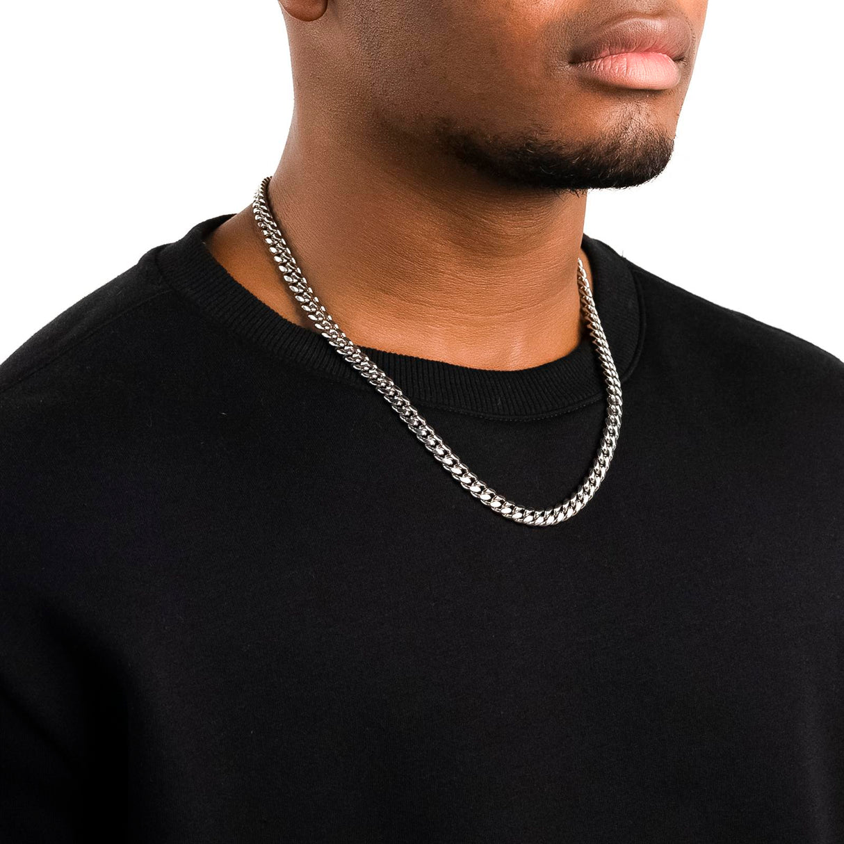 Men's Silver Chain - White Gold 8mm Miami Cuban Link - The Gold Gods - 22 inch 1