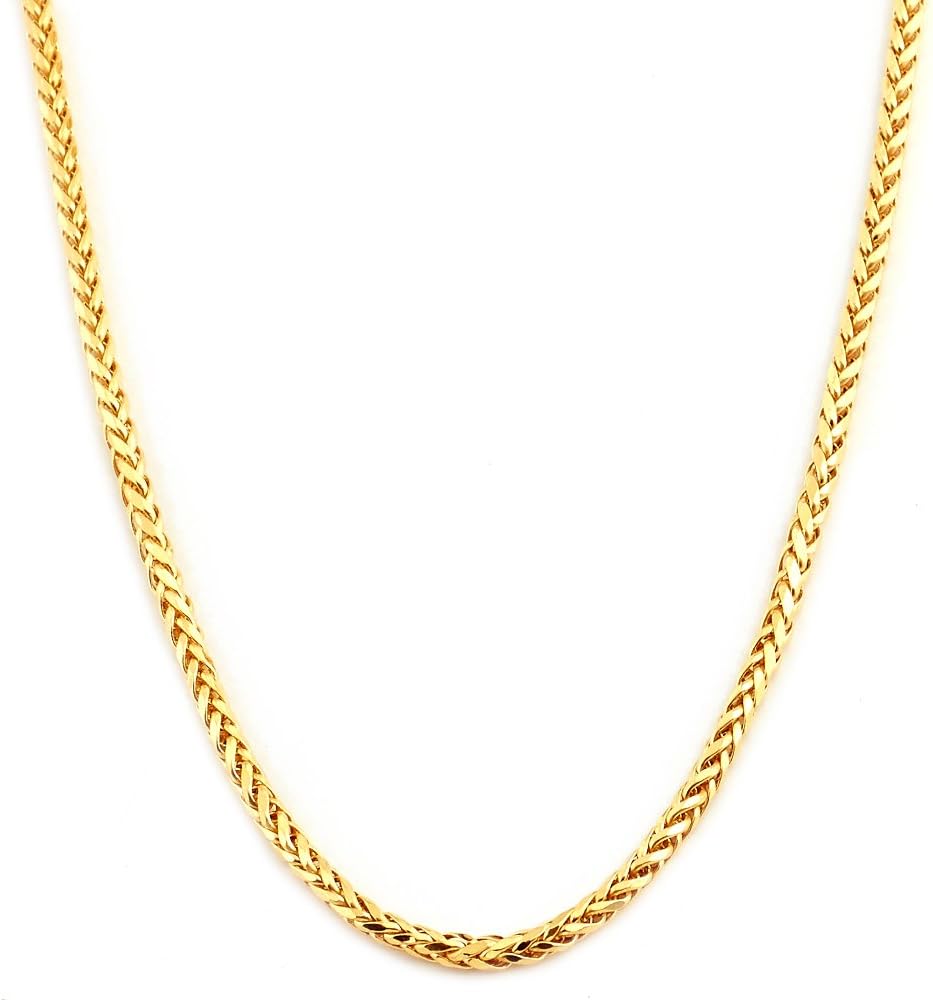 Women's Solid Gold Palm Wheat Franco Chain