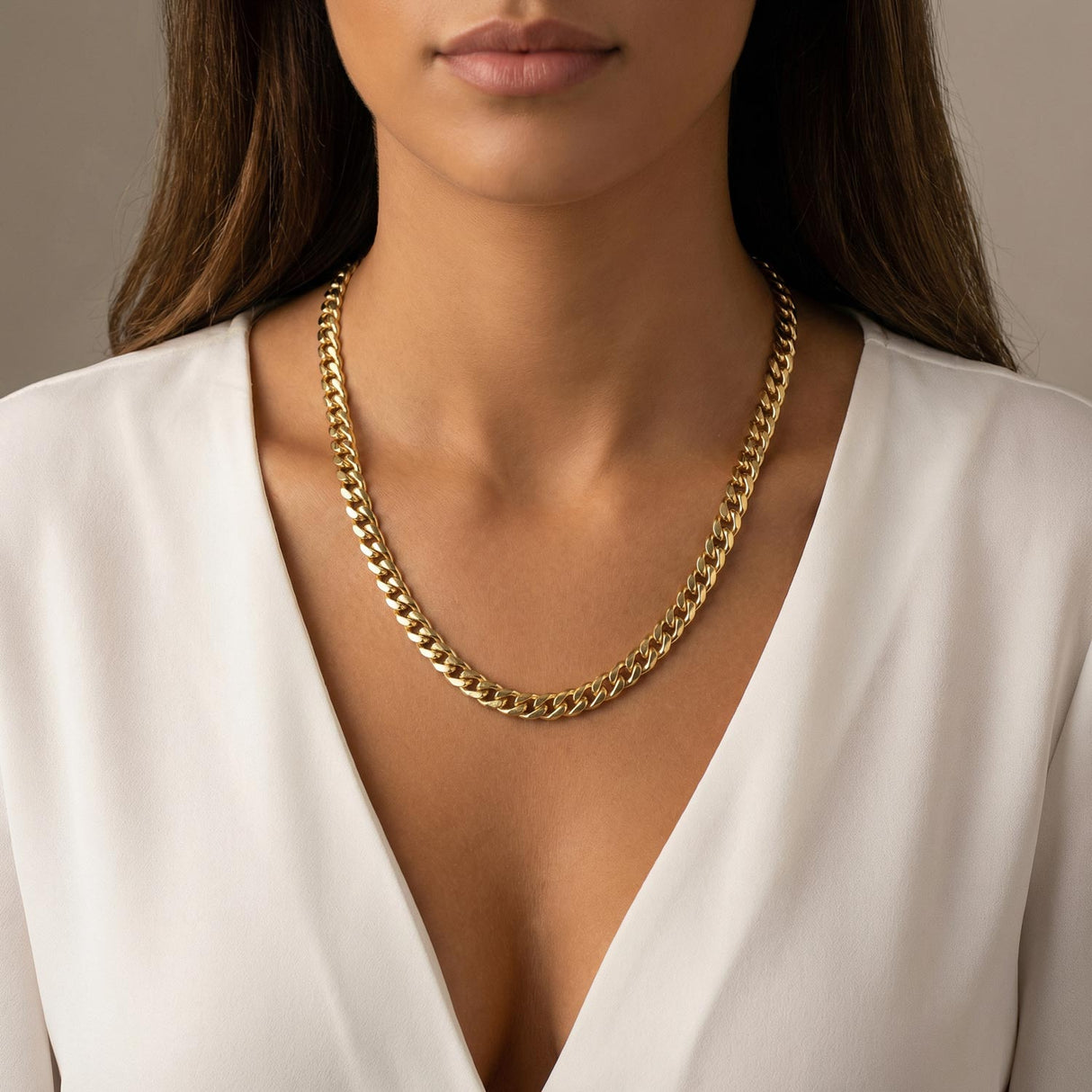 gold gods womens solid 8mm cuban link chain