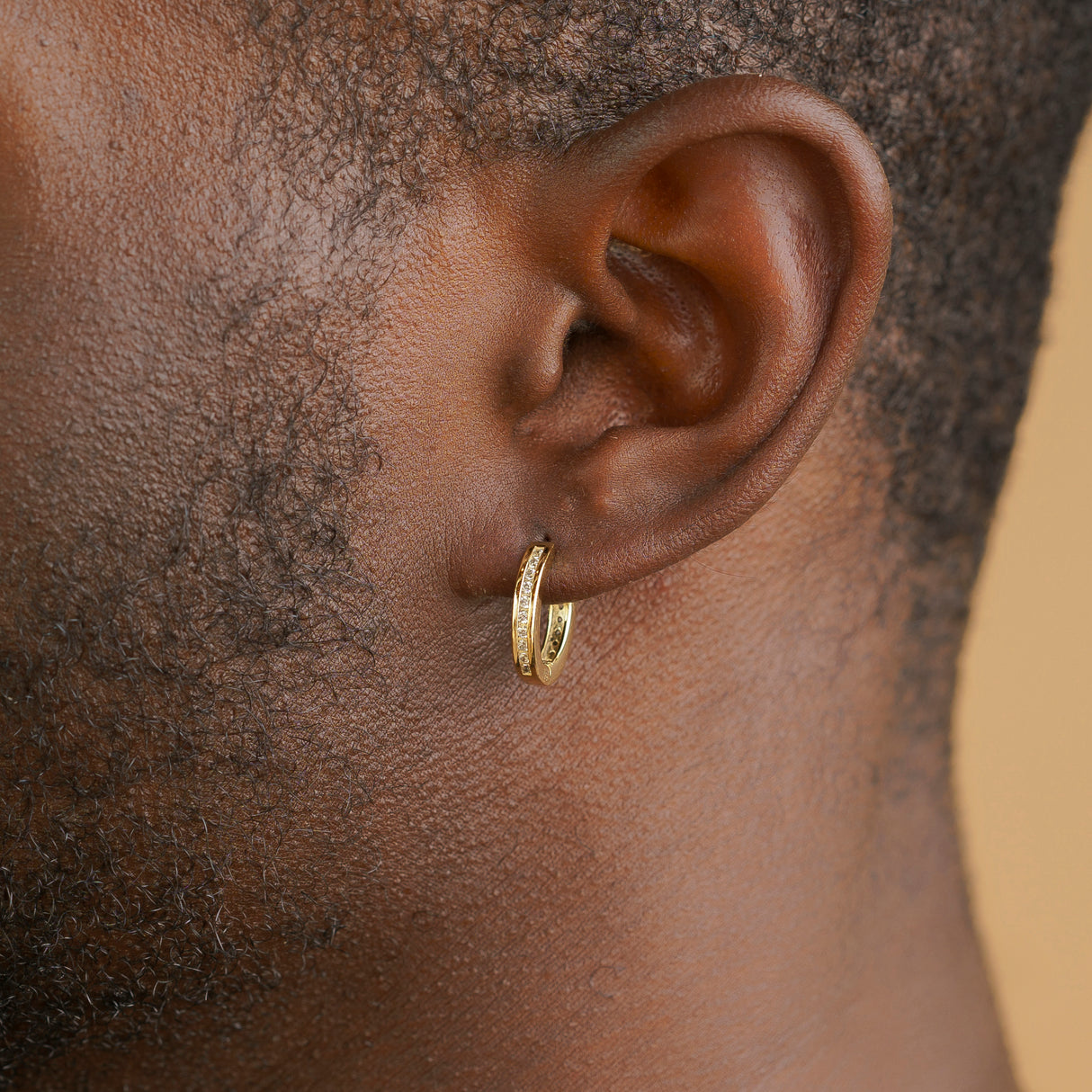 Vermeil Micro Diamond Hoop Earrings On Model