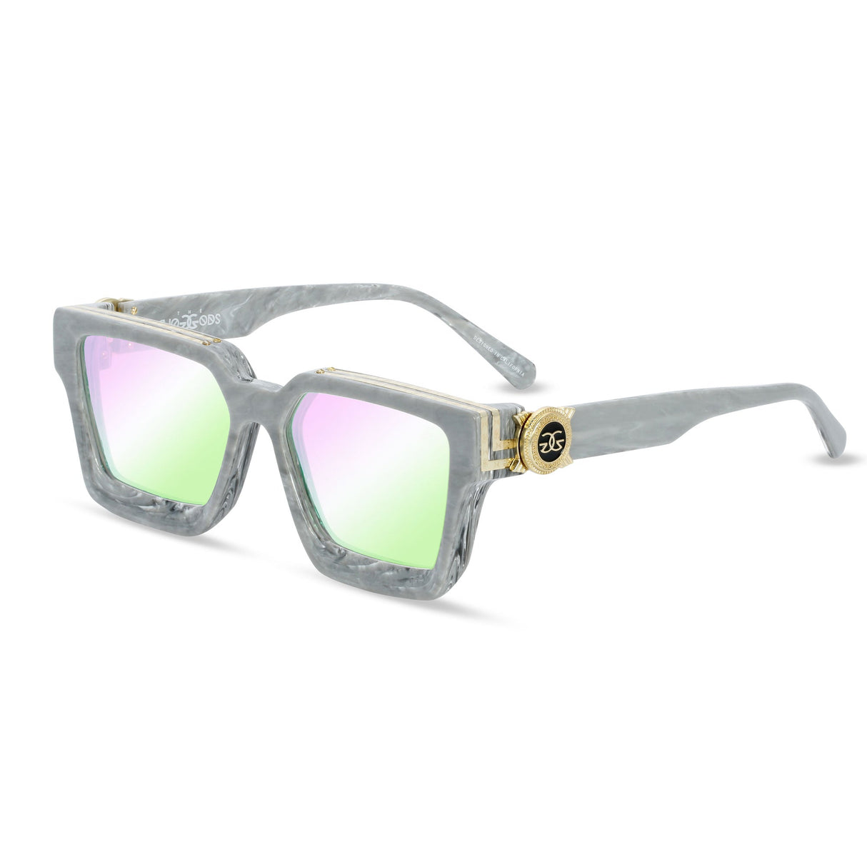 Virgil Grey Marble Sunglasses The Gold Gods Crystal Multi Flash