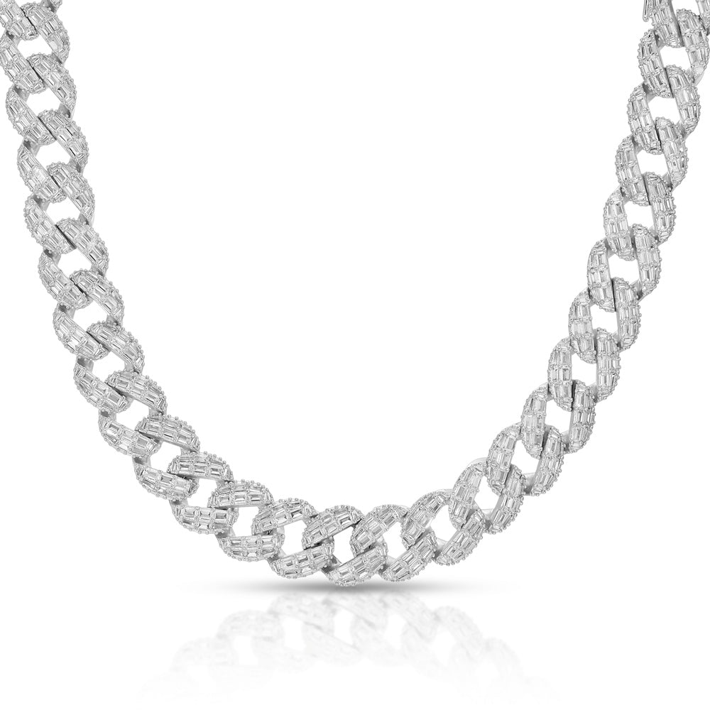 White Gold 20mm Emerald Cut Diamond Cuban Chain Gold Gods 1