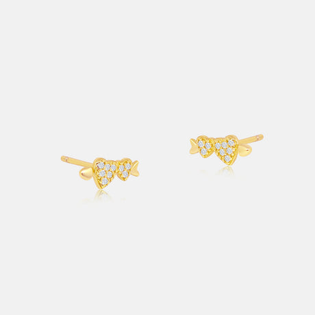 Women's Double Heart Diamond Earrings Studs The Gold Goddess Women’s Jewelry By The Gold Gods