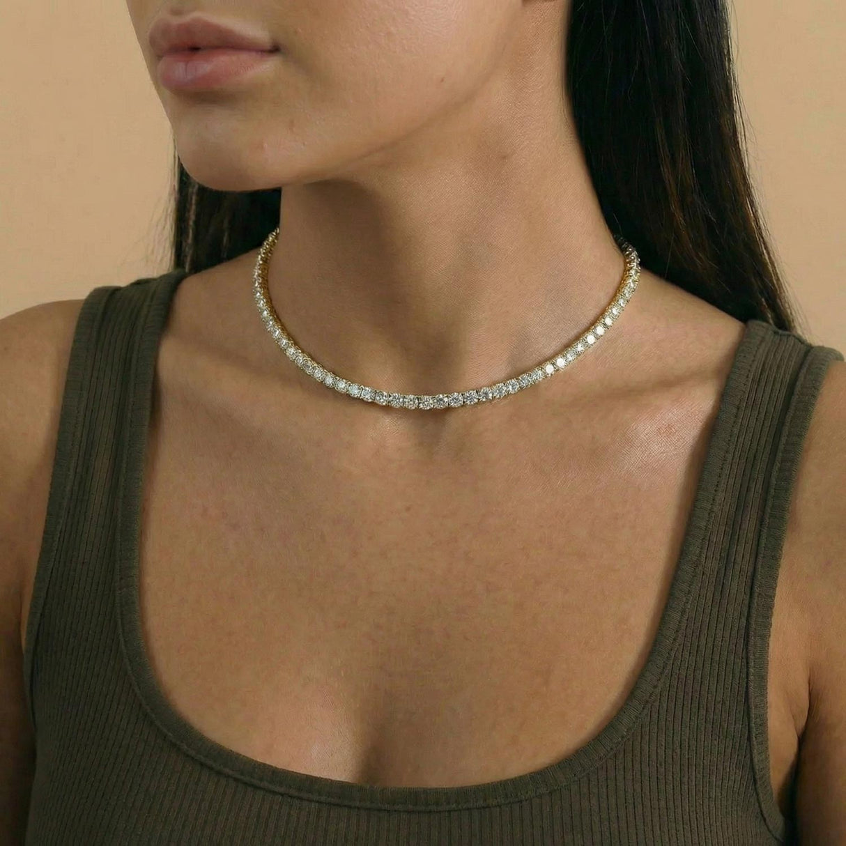 Gold Diamond CZ Tennis Chain 4MM 16 inch The Gold Gods Women's Jewelry