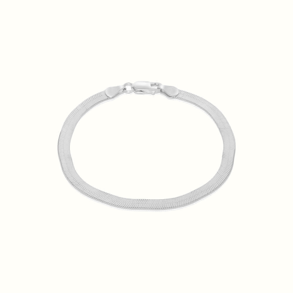 Women's Silver Herringbone Bracelet 4mm The Gold Goddess Women’s Jewelry By The Gold Gods