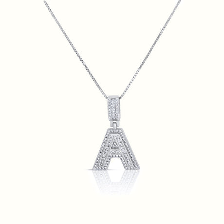 Women's Silver Capital Initial Letter A Micro Diamond Necklace Pendant The Gold Goddess Women’s Jewelry By The Gold Gods