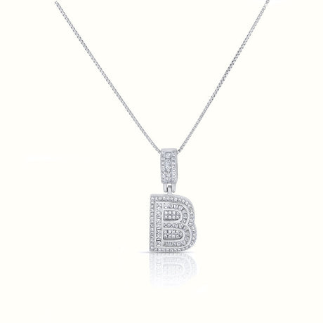 Women's Silver Capital Initial Letter B Micro Diamond Necklace Pendant The Gold Goddess Women’s Jewelry By The Gold Gods