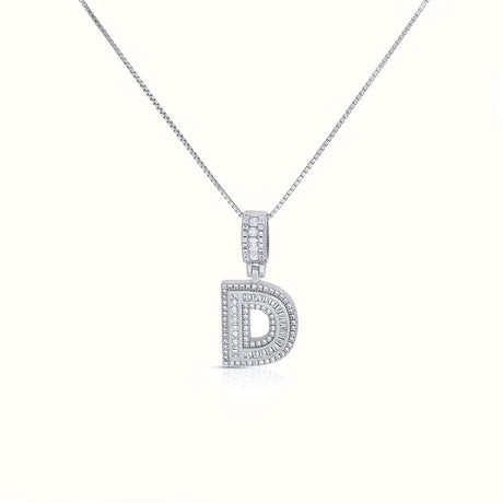 Women's Silver Capital Initial Letter D Micro Diamond Necklace Pendant The Gold Goddess Women’s Jewelry By The Gold Gods