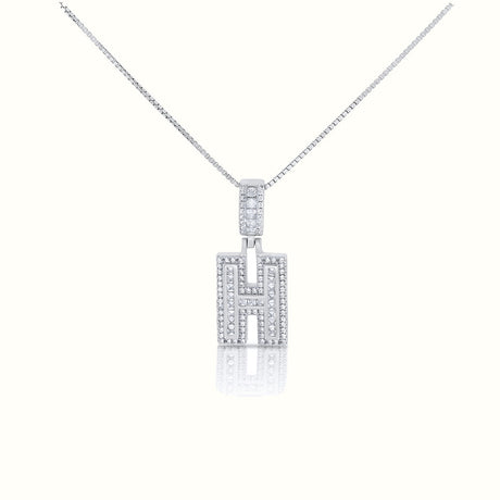 Women's Silver Capital Initial Letter H Micro Diamond Necklace Pendant The Gold Goddess Women’s Jewelry By The Gold Gods