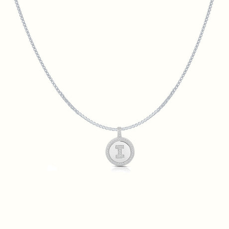 Women's Silver Capital Initial Letter I Coin Micro Diamond Necklace Pendant The Gold Goddess Women’s Jewelry By The Gold Gods