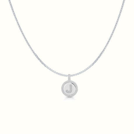 Women's Silver Capital Initial Letter J Coin Micro Diamond Necklace Pendant The Gold Goddess Women’s Jewelry By The Gold Gods