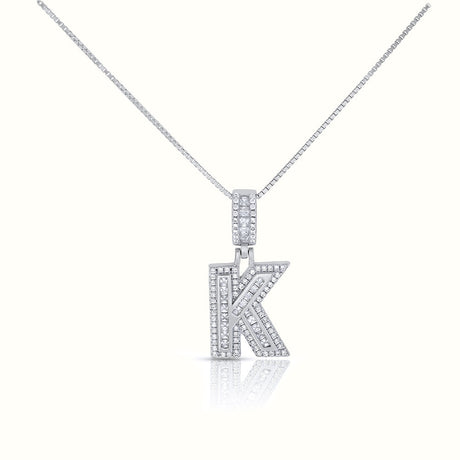 Women's Silver Capital Initial Letter K Micro Diamond Necklace Pendant The Gold Goddess Women’s Jewelry By The Gold Gods