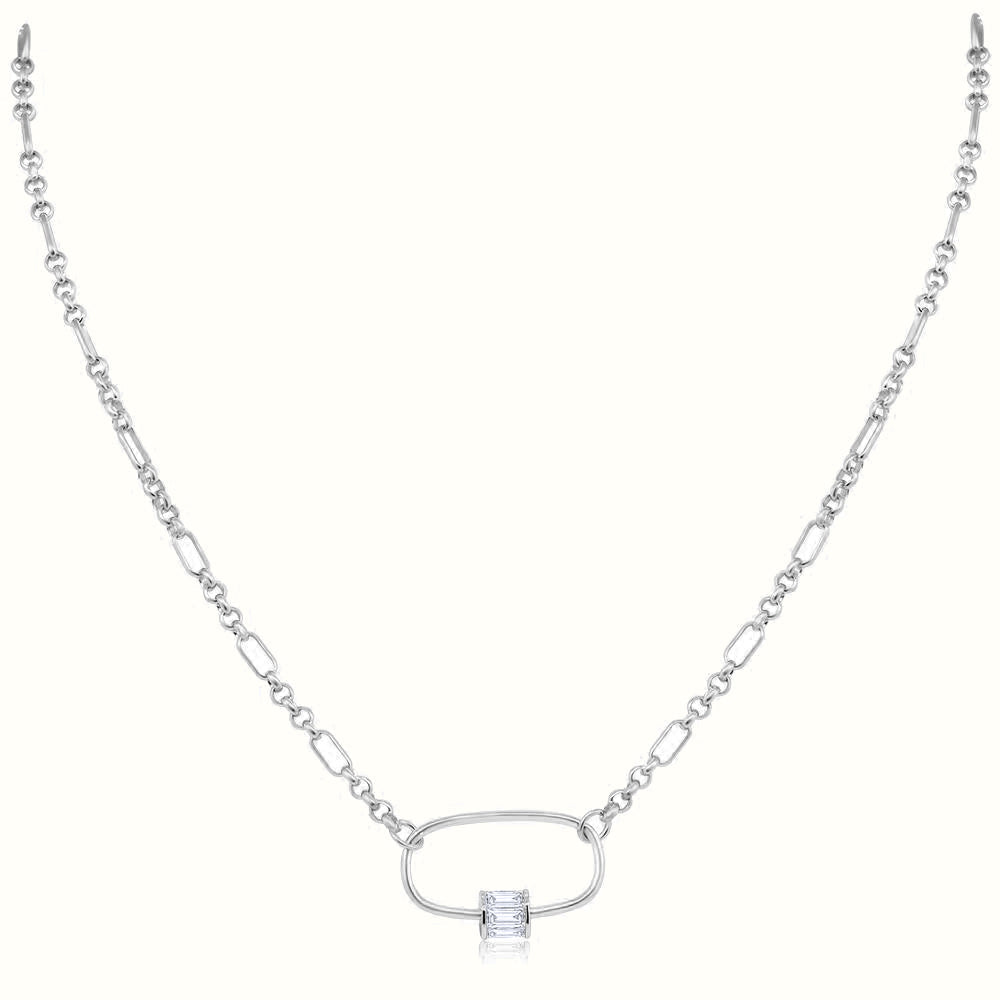 Women's Silver Diamond Carabina Linked Toggle Chain Necklace The Gold Goddess Women’s Jewelry By The Gold Gods