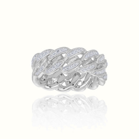 Women's Silver Diamond Cuban Link Ring The Gold Goddess Women’s Jewelry By The Gold Gods