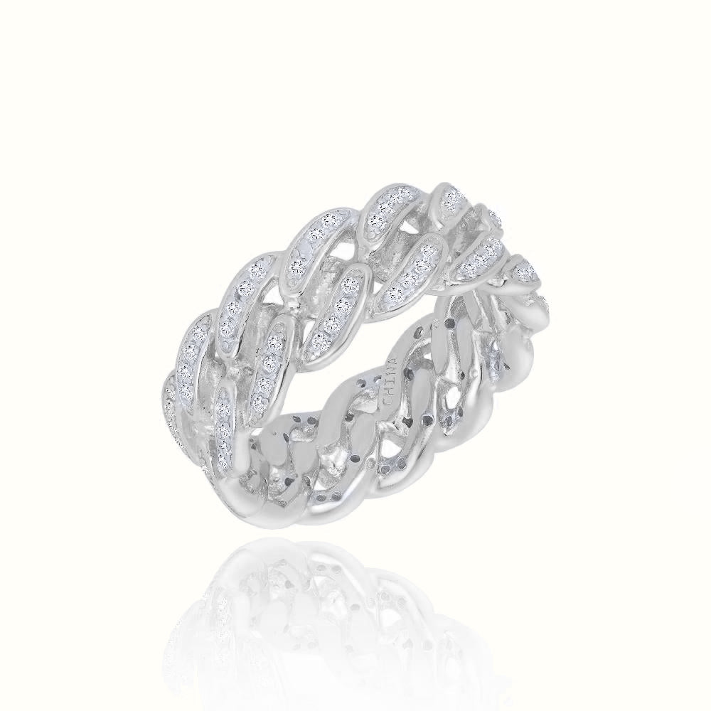 Women's Silver Diamond Cuban Link Ring The Gold Goddess Women’s Jewelry By The Gold Gods
