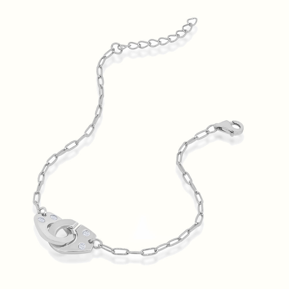 Women's Silver Diamond Locked Handcuff Bracelet The Gold Goddess Women’s Jewelry By The Gold Gods