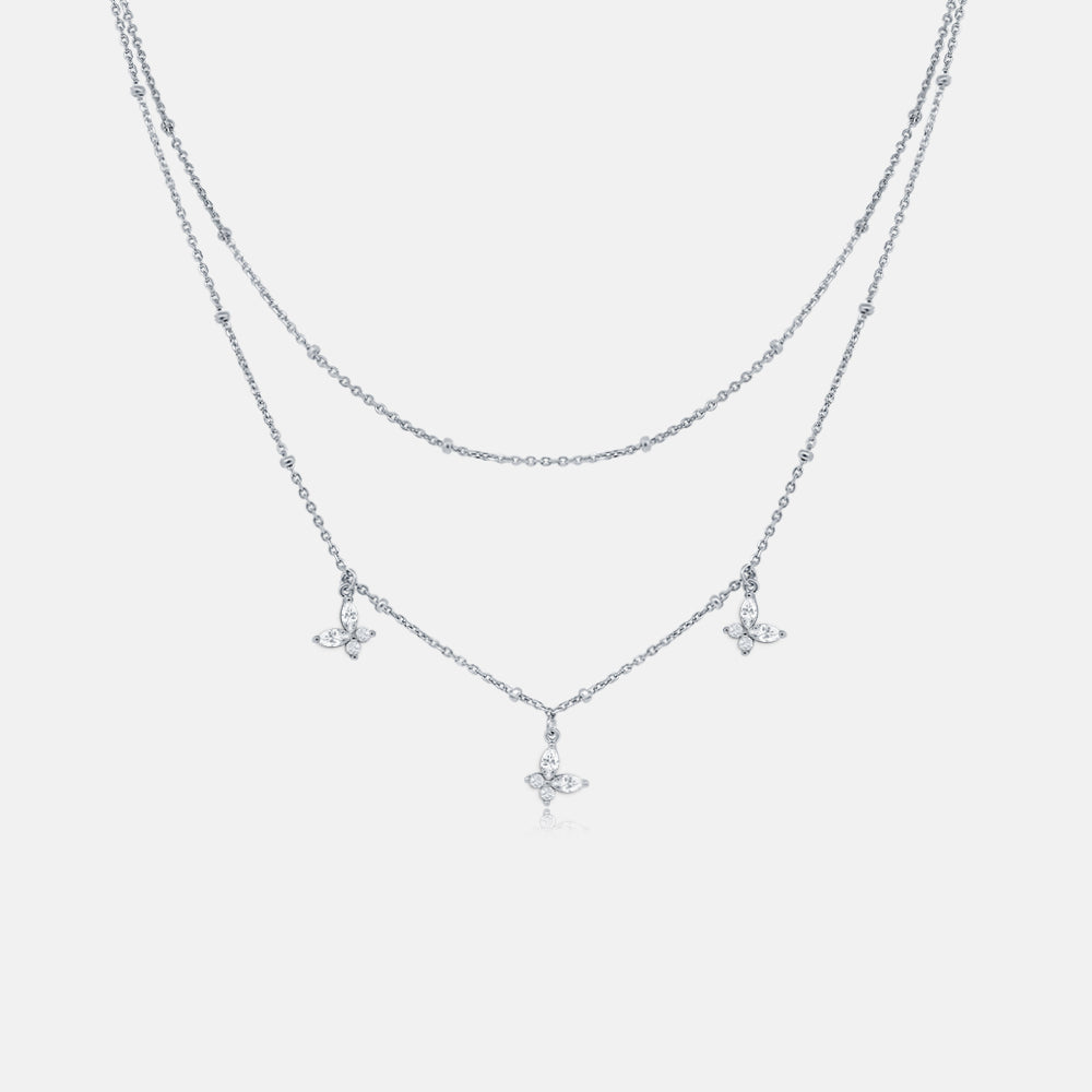 Women's Silver Double Layered Butterfly Necklace Pendant The Gold Goddess Women’s Jewelry By The Gold Gods