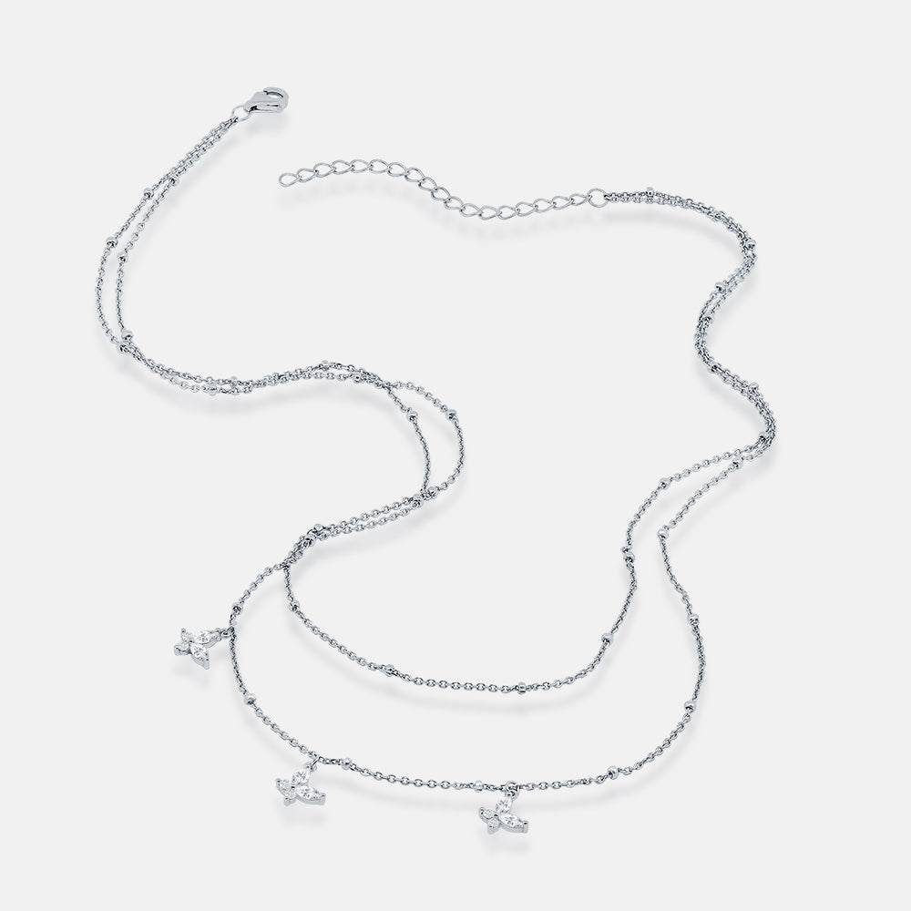 Women's Silver Double Layered Butterfly Necklace Pendant The Gold Goddess Women’s Jewelry By The Gold Gods