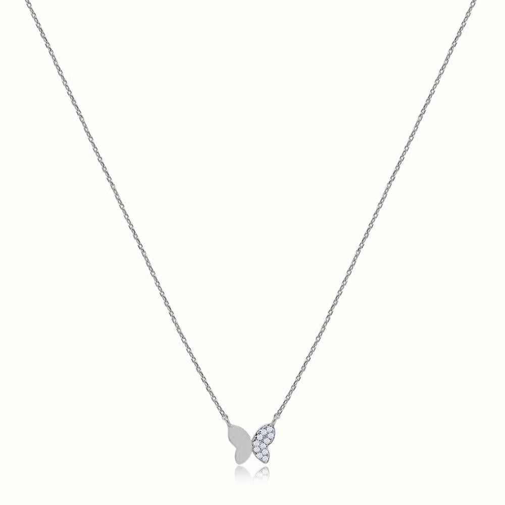 Women's Silver & Diamond Butterfly Necklace Pendant The Gold Goddess Women’s Jewelry By The Gold Gods