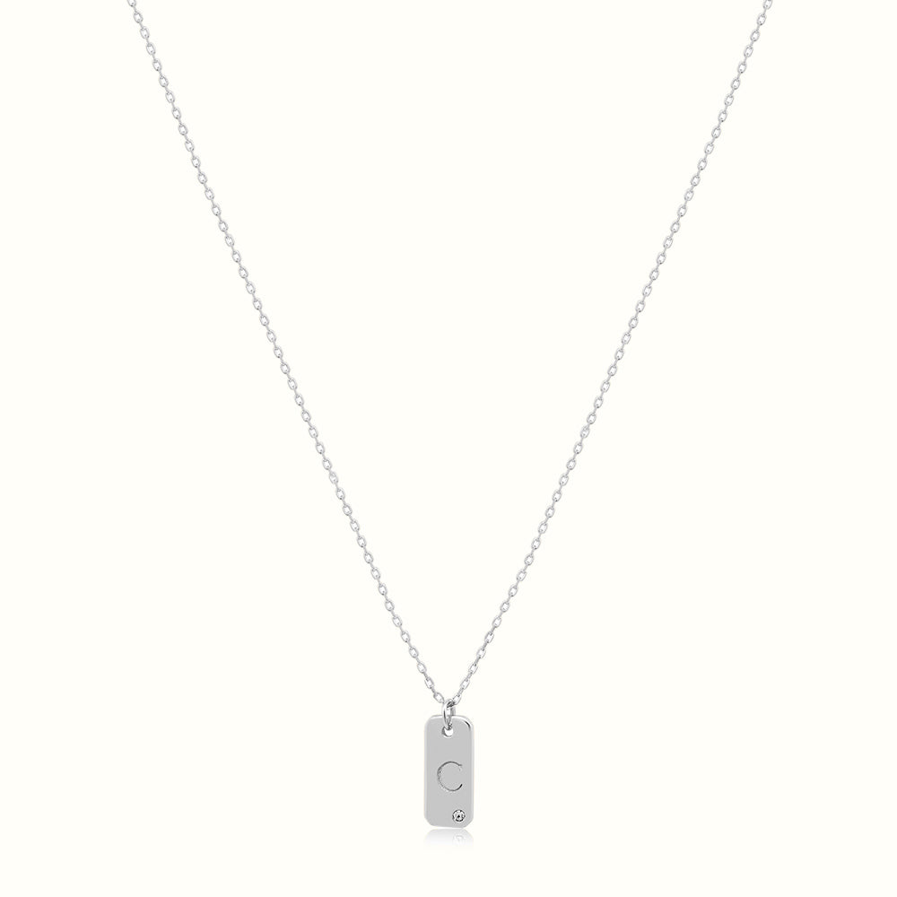 Women's Silver Letter C Plate Necklace Pendant The Gold Goddess Women’s Jewelry By The Gold Gods