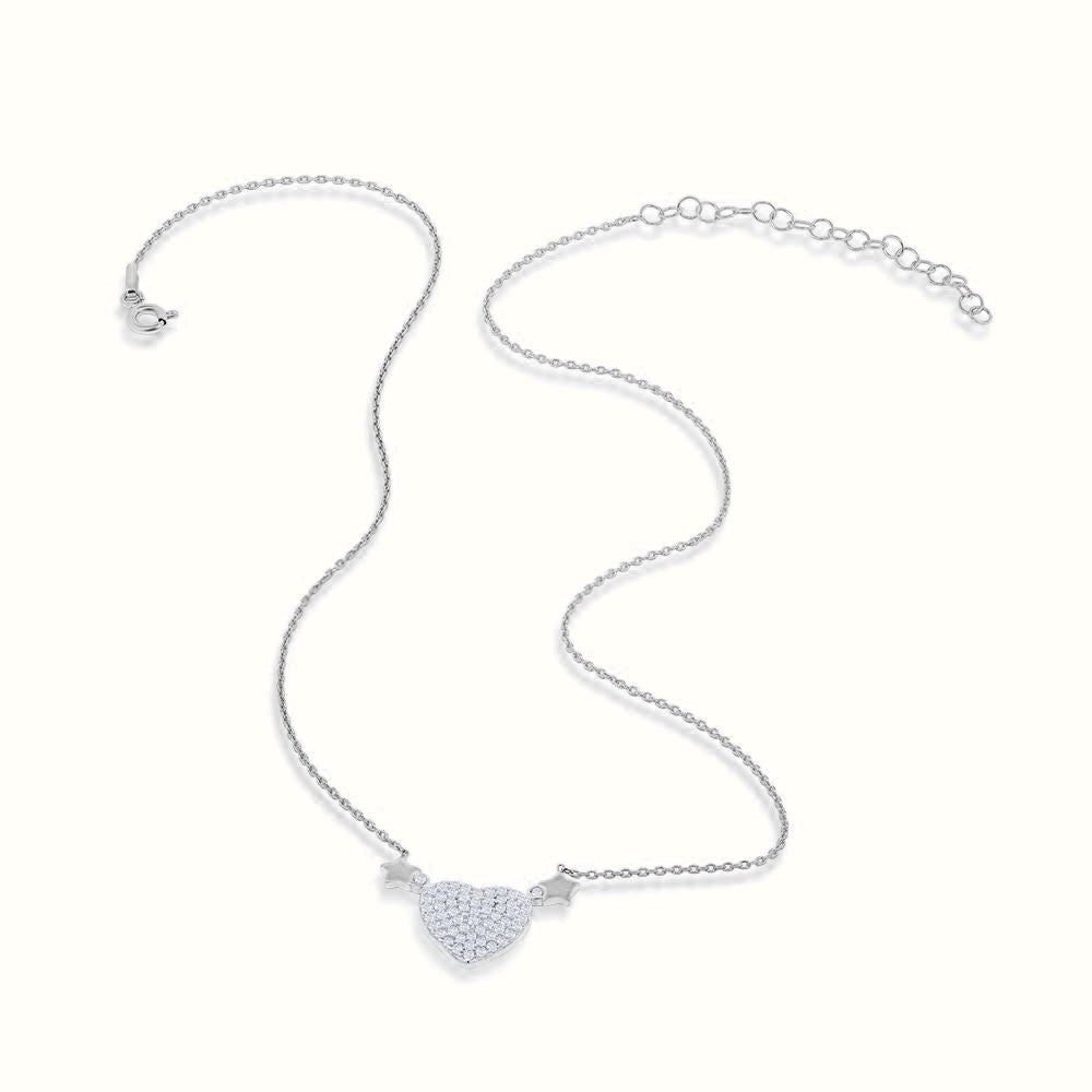 Women's Silver Plump Diamond Heart Necklace Pendant The Gold Goddess Women’s Jewelry By The Gold Gods