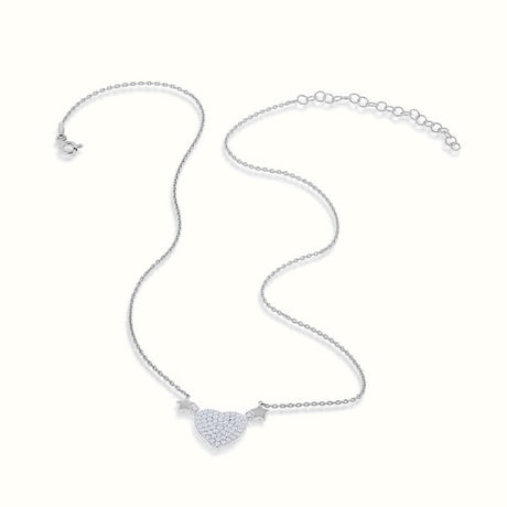 Women's Silver Plump Diamond Heart Necklace Pendant The Gold Goddess Women’s Jewelry By The Gold Gods