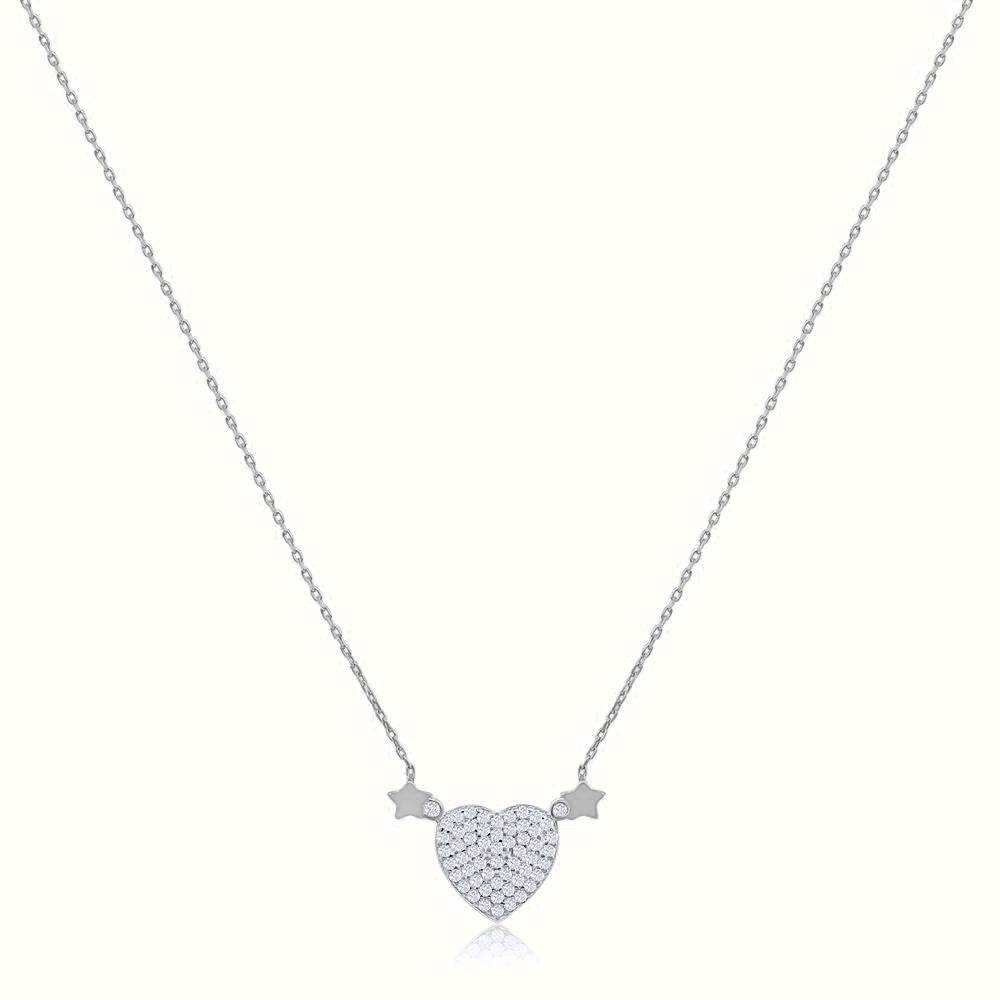 Women's Silver Plump Diamond Heart Necklace Pendant The Gold Goddess Women’s Jewelry By The Gold Gods