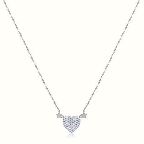 Women's Silver Plump Diamond Heart Necklace Pendant The Gold Goddess Women’s Jewelry By The Gold Gods