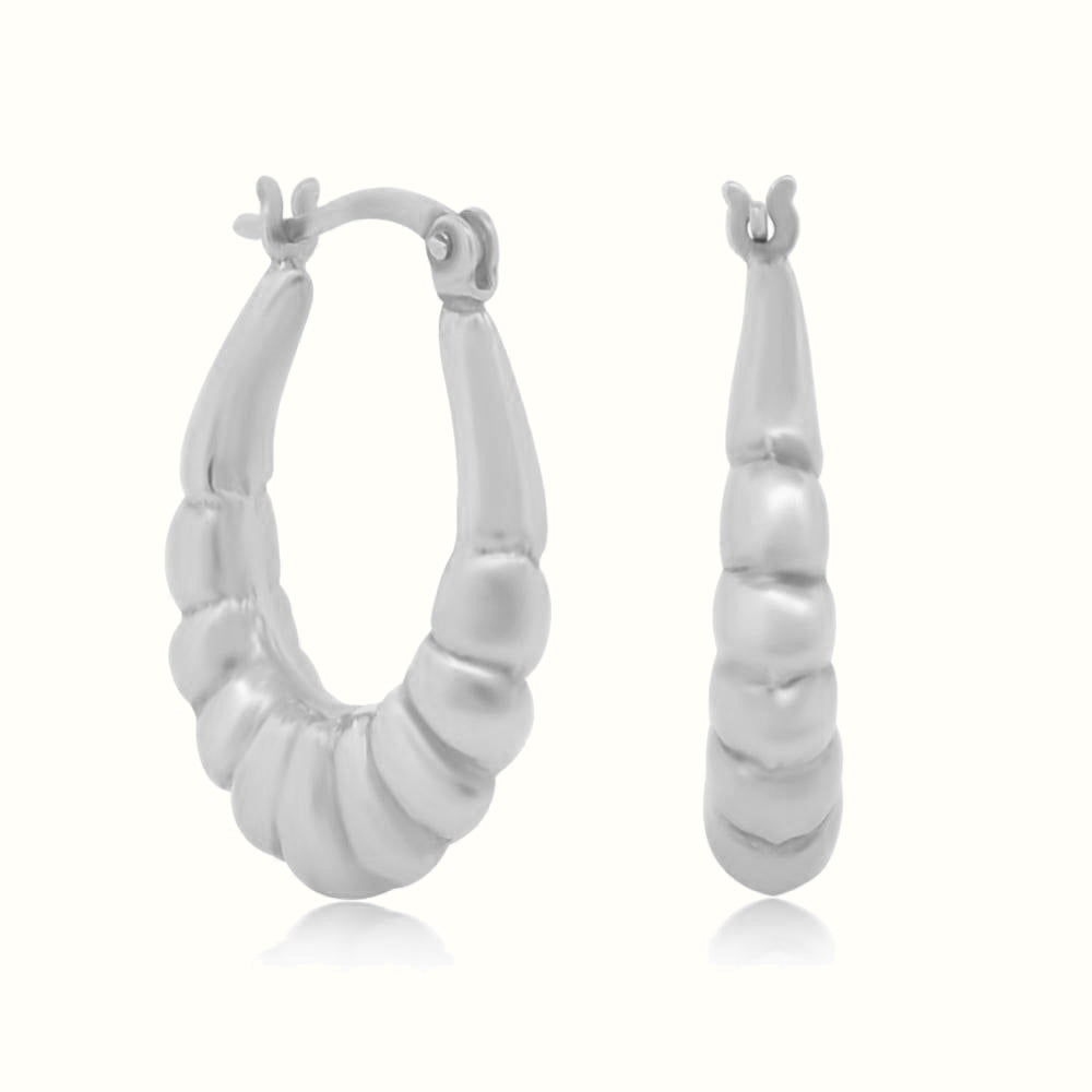 Women's Silver Ribbed Hoop Earrings The Gold Goddess Women’s Jewelry By The Gold Gods
