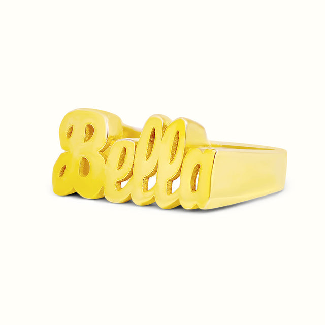 Women's solid gold Custom Script Name Ring V2 The Gold Goddess Women’s Jewelry By The Gold Gods