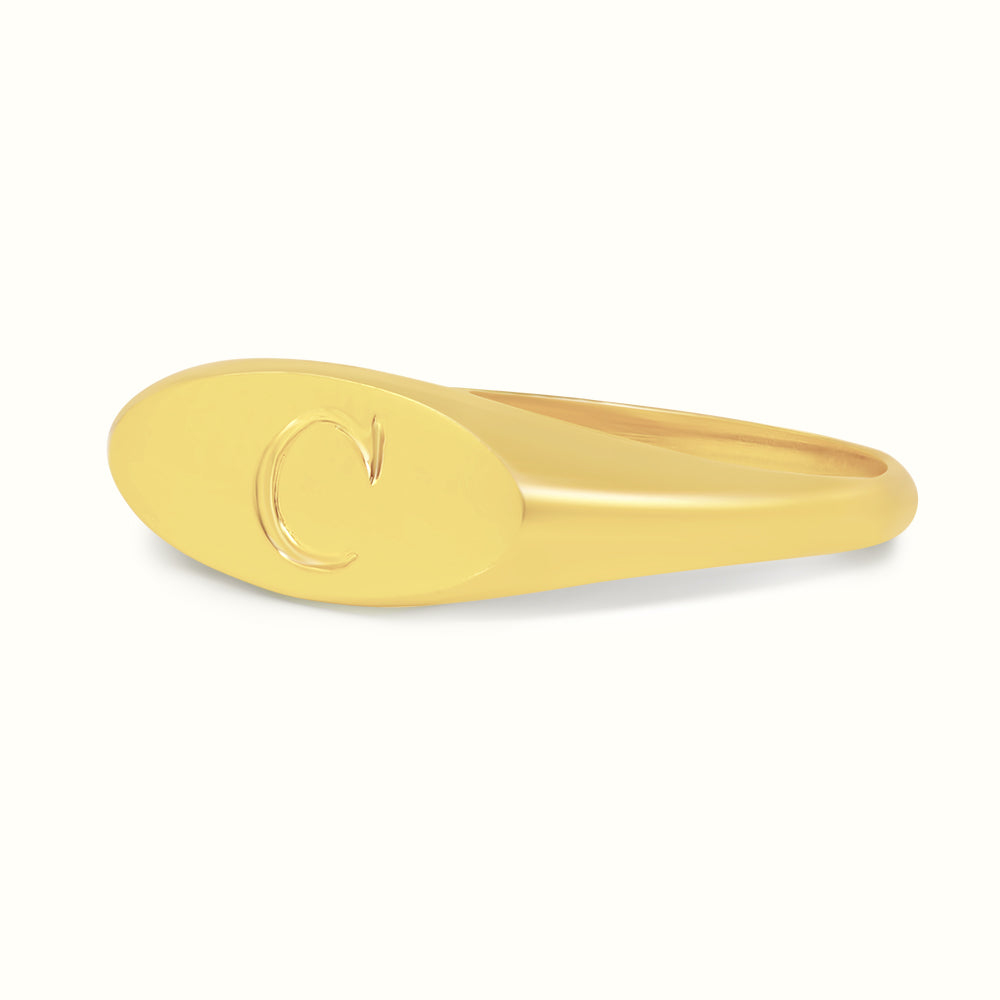 Women's SOLID GOLD Initial Letter Small Signet Ring The Gold Goddess Women’s Jewelry By The Gold Gods
