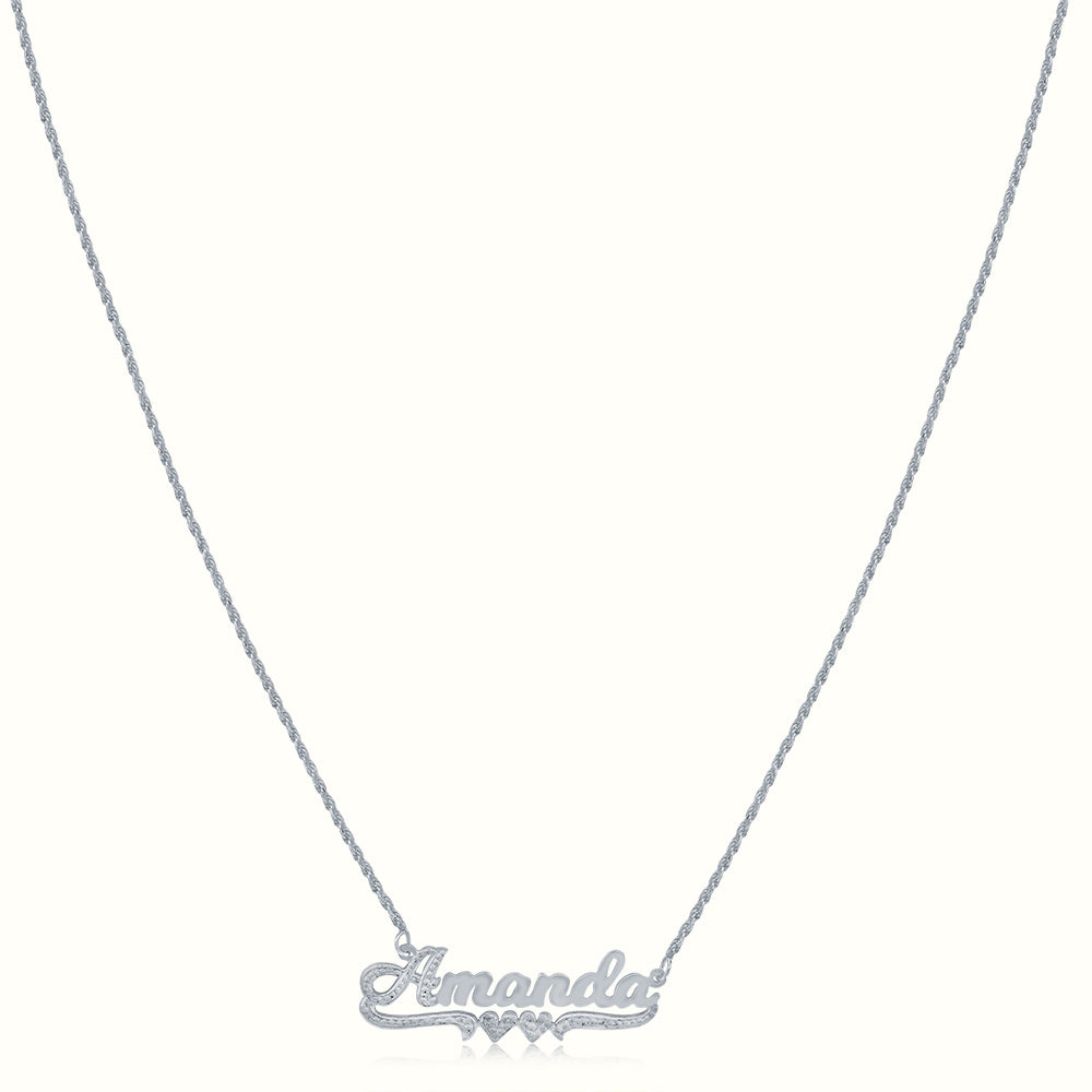 Women's Solid White Gold 2 Tone Diamond Custom Name Necklace Pendant The Gold Goddess Women’s Jewelry By The Gold Gods