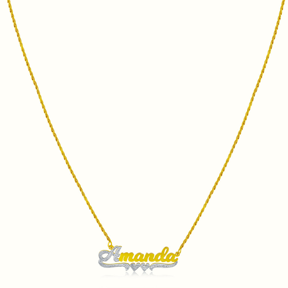 Women's Vermeil 2 Tone Diamond Custom Name Necklace Pendant The Gold Goddess Women’s Jewelry By The Gold Gods
