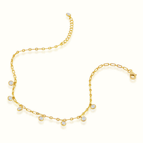 Women's Vermeil Bezel Diamond Anklet 2 The Gold Goddess Women’s Jewelry By The Gold Gods