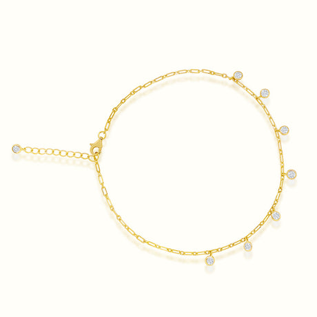 Women's Vermeil Bezel Diamond Anklet 2 The Gold Goddess Women’s Jewelry By The Gold Gods