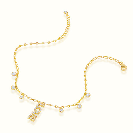 Women's Vermeil Bezel Diamond Capital Love Anklet The Gold Goddess Women’s Jewelry By The Gold Gods