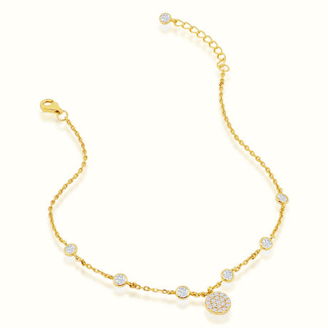 Women's Vermeil Bezel Diamond Coin Anklet The Gold Goddess Women’s Jewelry By The Gold Gods