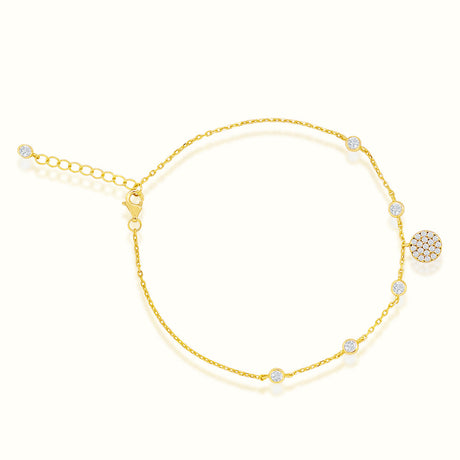 Women's Vermeil Bezel Diamond Coin Anklet The Gold Goddess Women’s Jewelry By The Gold Gods