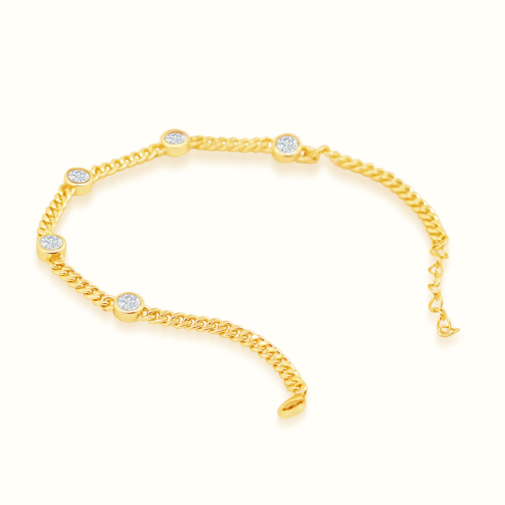 Women's Vermeil Bezel Diamond Cuban Bracelet The Gold Goddess Women’s Jewelry By The Gold Gods
