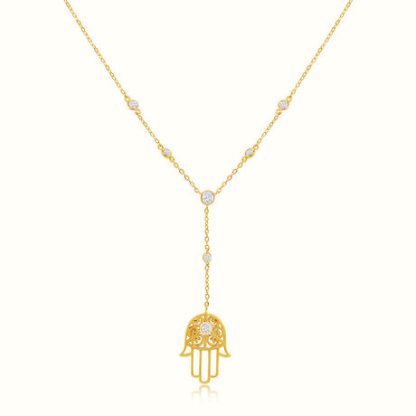 Women's Vermeil Bezel Diamond Tribal Hamsa Hand Necklace Pendant  The Gold Goddess Women’s Jewelry By The Gold Gods