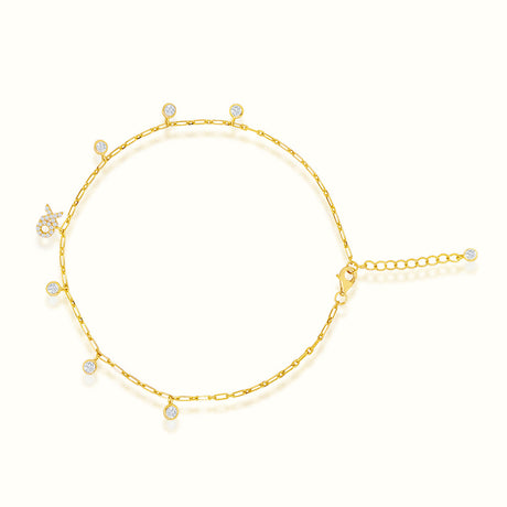 Women's Vermeil Bezel Diamond XO Anklet The Gold Goddess Women’s Jewelry By The Gold Gods