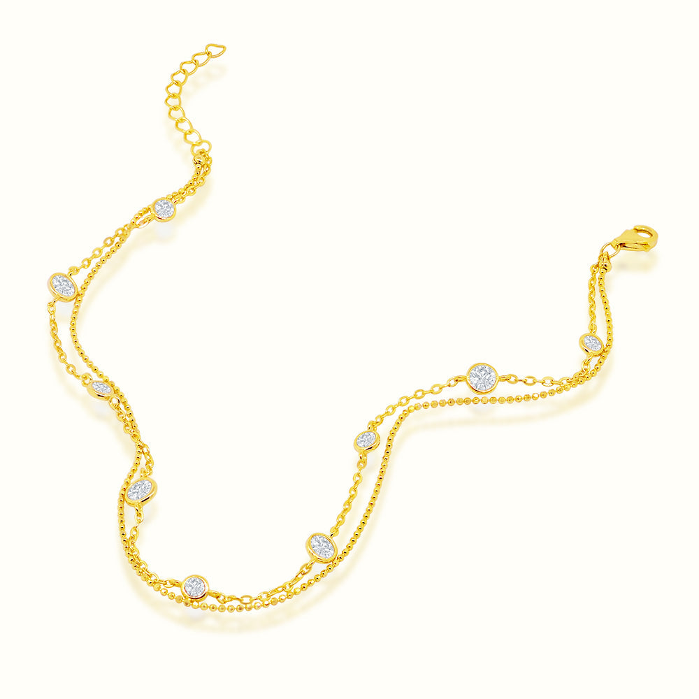 Women's Vermeil Bezel Diamonds Anklet The Gold Goddess Women’s Jewelry By The Gold Gods
