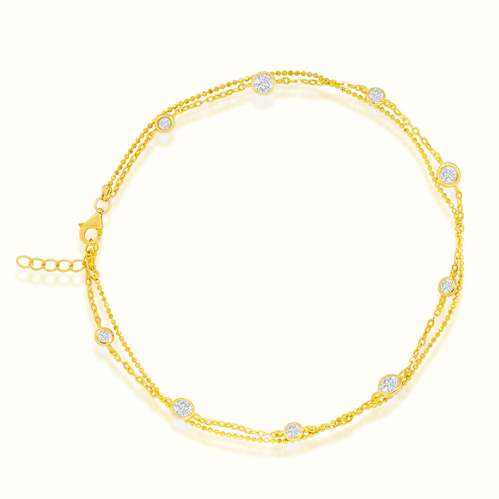Women's Vermeil Bezel Diamonds Anklet The Gold Goddess Women’s Jewelry By The Gold Gods