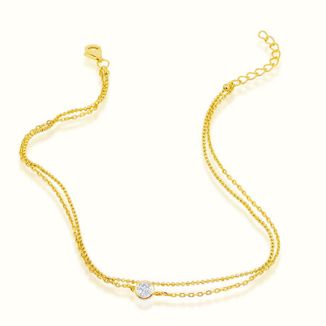 Women's Vermeil Bezel Single Diamond Anklet The Gold Goddess Women’s Jewelry By The Gold Gods