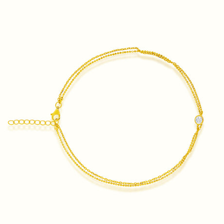 Women's Vermeil Bezel Single Diamond Anklet The Gold Goddess Women’s Jewelry By The Gold Gods