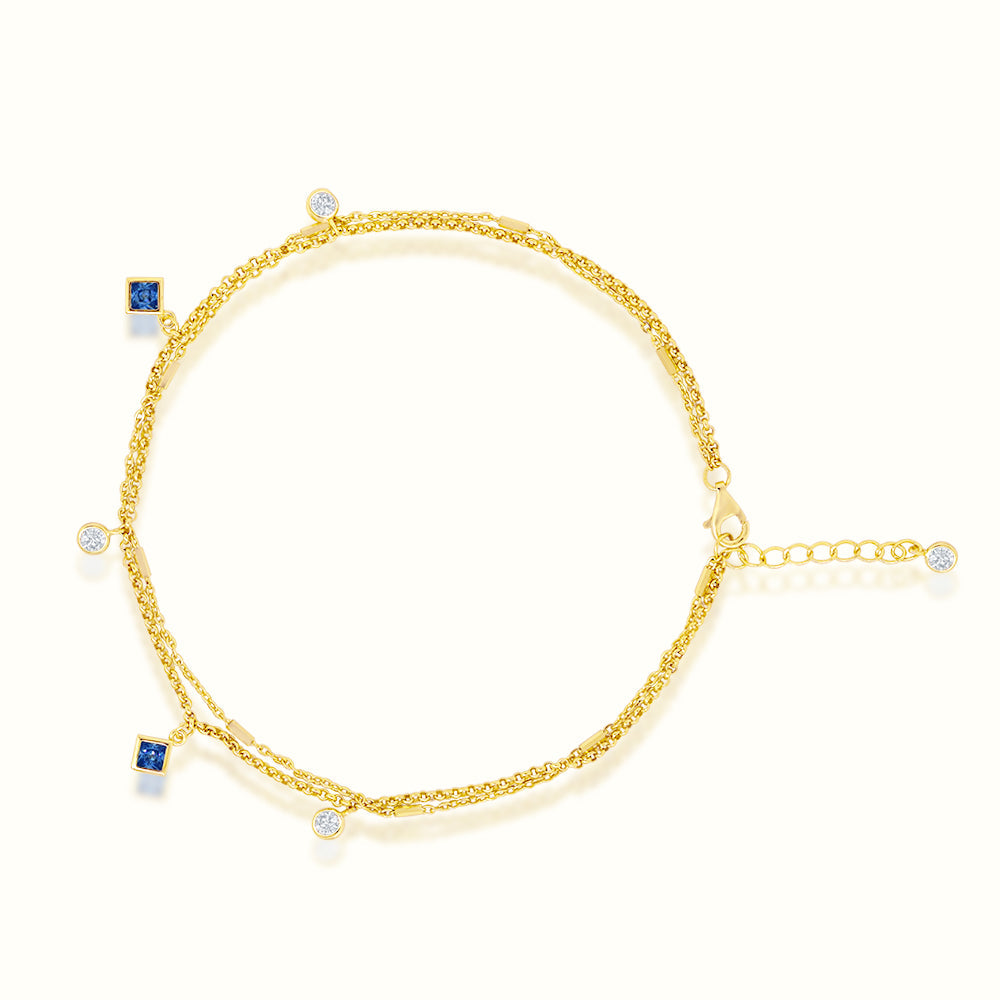 Women's Vermeil Blue Diamond Anklet The Gold Goddess Women’s Jewelry By The Gold Gods