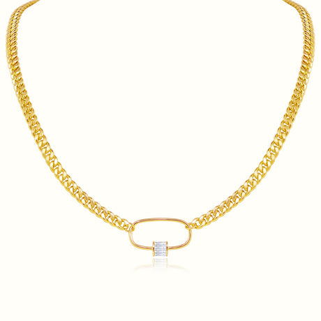 Women's Vermeil Curb Cuban Carabina Diamond Link Necklace Pendant The Gold Goddess Women’s Jewelry By The Gold Gods