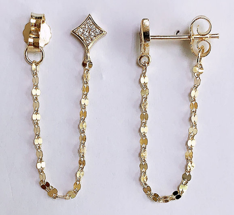 Women's Vermeil Diamond Chain Earrings The Gold Goddess Women’s Jewelry By The Gold Gods